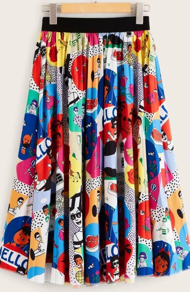 *HOST PICK * SHEIN pleated cartoon print skirt
